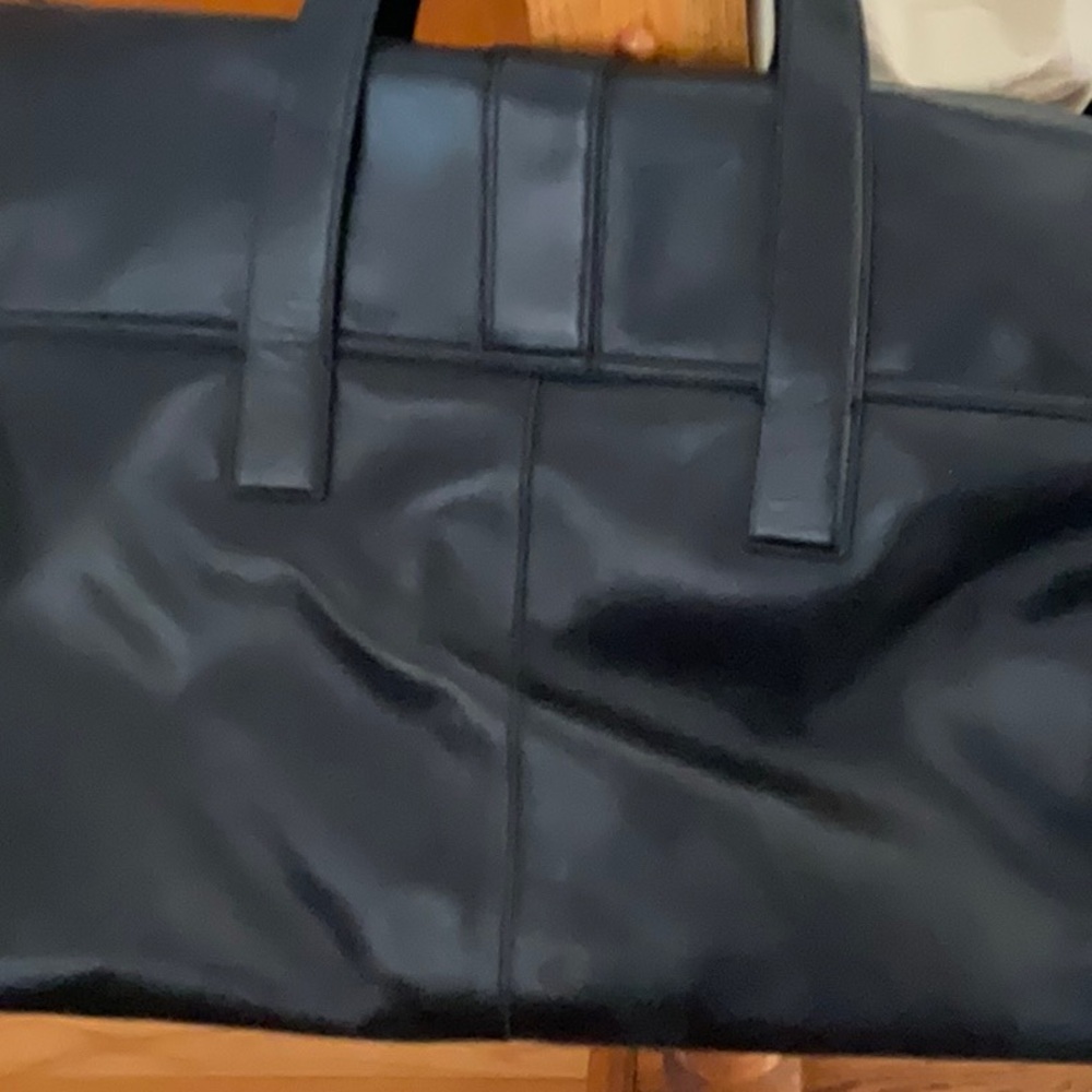 NWOT LARGE UNISEX COACH BLACK LEATHER WEEKEND TRAVEL BAG, Dustbag incl - Picture 7 of 12